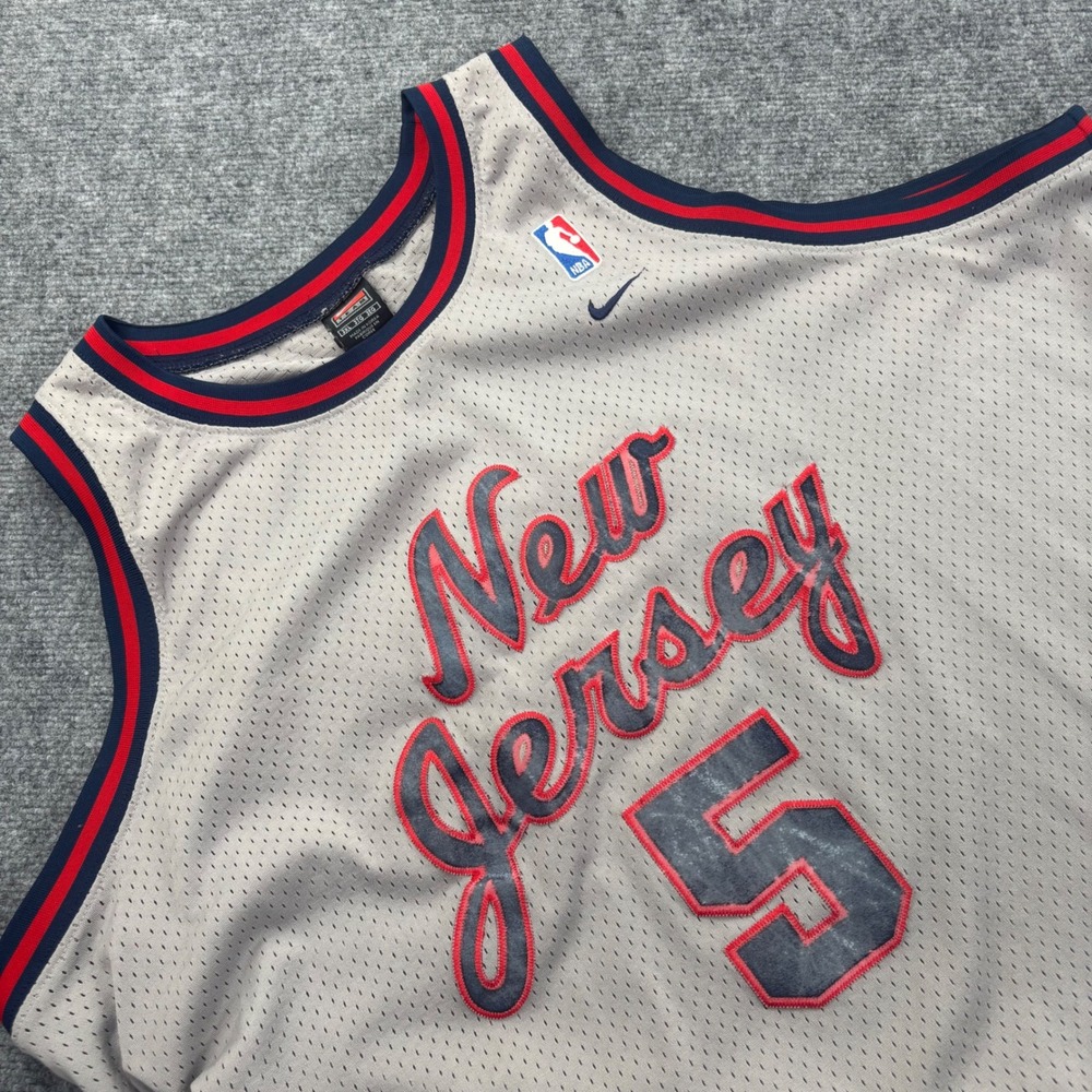 Nike New Jersey Nets Jason Kidd Jersey Size 3XL Grey Mesh Basketball Flaw Men's
